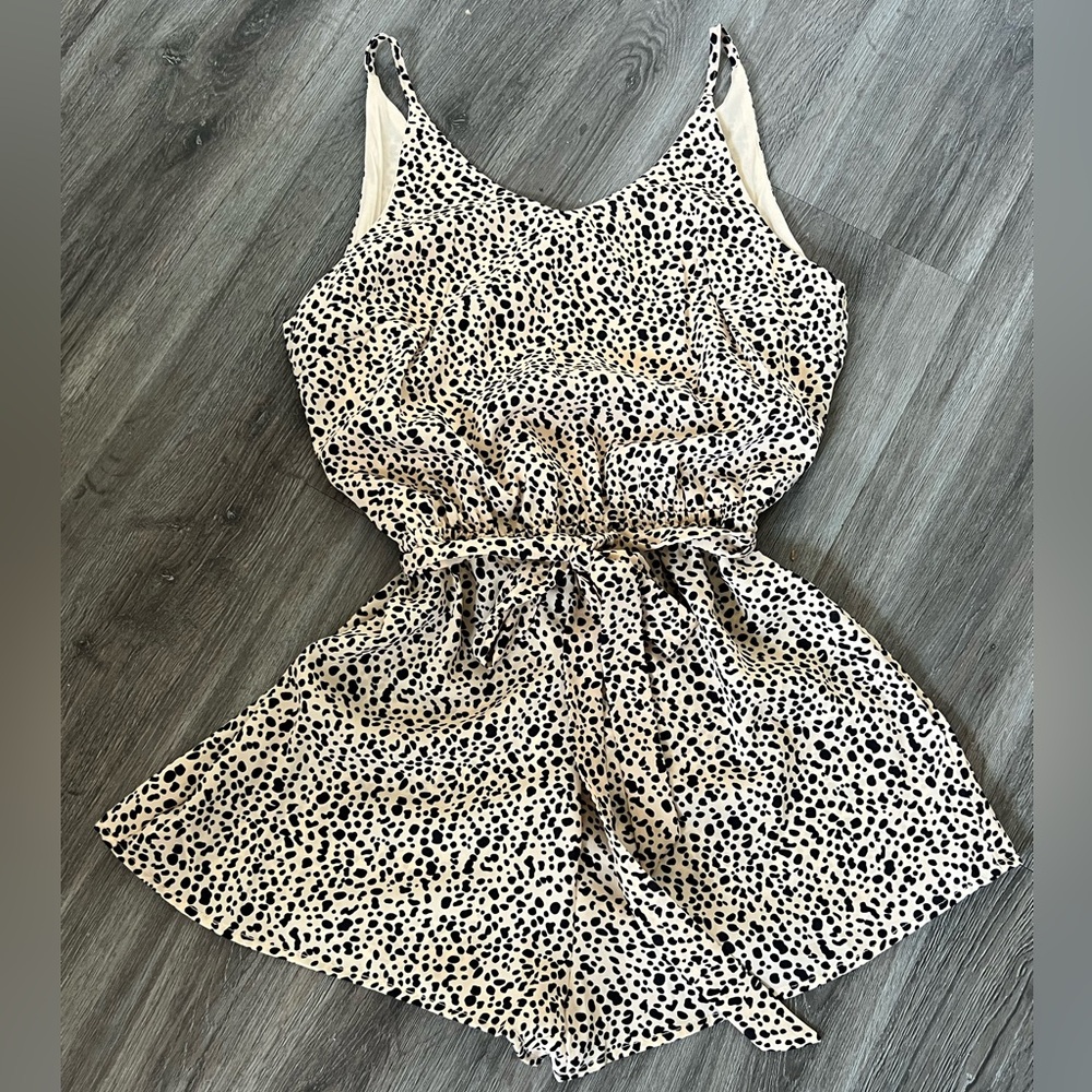 She + Sky Leopard Design Romper Tie waist Short